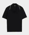 Todd Snyder Slim Silk-cashmere Tipped Montauk Sweater Polo In Black