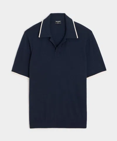 Todd Snyder Slim Silk-cashmere Tipped Montauk Sweater Polo In Blue