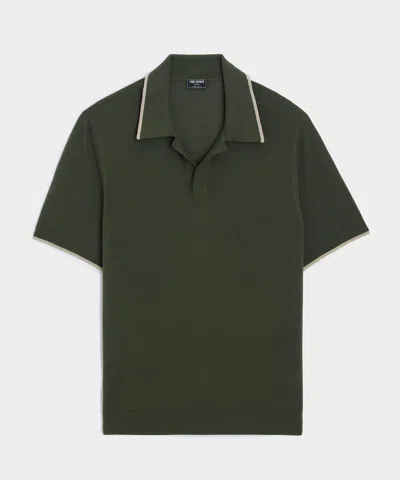 Todd Snyder Slim Silk-cashmere Tipped Montauk Sweater Polo In Green