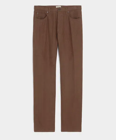 Todd Snyder Straight Fit 5-pocket Linen Pant In Brown