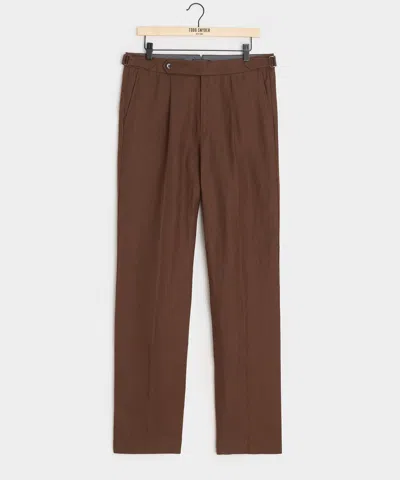 Todd Snyder Straight Fit Irish Linen Side Tab Trouser In Brown