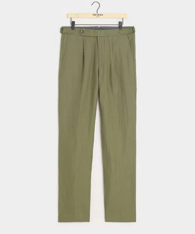 Todd Snyder Straight Fit Irish Linen Side Tab Trouser In Green