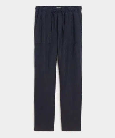 Todd Snyder Straight Fit Linen Beach Pant In Blue