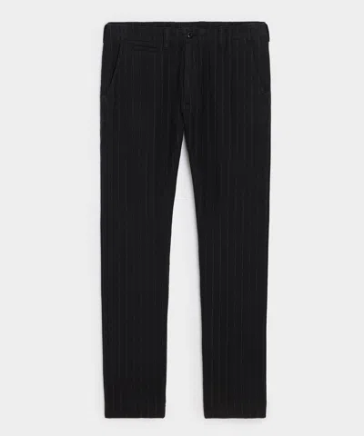Todd Snyder Straight Fit Linen Favorite Pant In Black Pinstripe