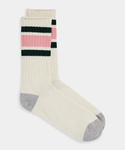 Todd Snyder Striped Athletic Sock In Forest Green In Multi