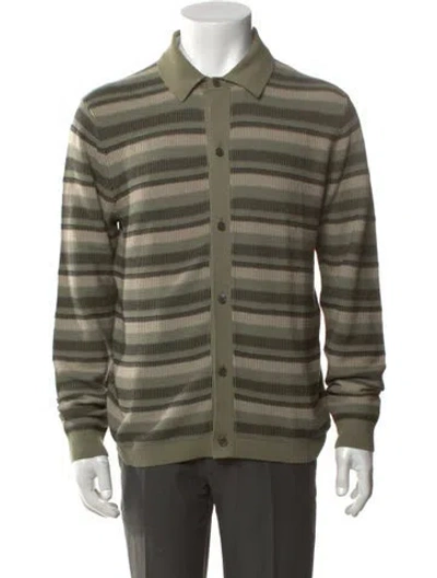 Pre-owned Todd Snyder Striped Collar Cardigan In Green
