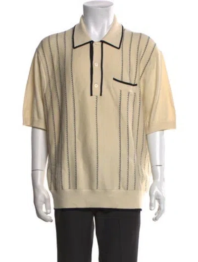 Pre-owned Todd Snyder Striped Collar Polo Shirt W/ Tags In Neutral