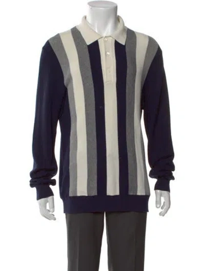 Pre-owned Todd Snyder Striped Collar Polo Sweater In Blue