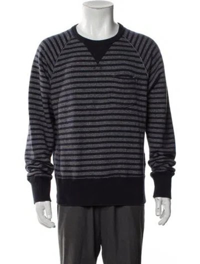 Pre-owned Todd Snyder Striped Crew Neck Pullover In Blue