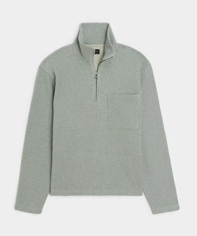 Todd Snyder Striped Quarter-zip Polo In Faded Jade In Gray