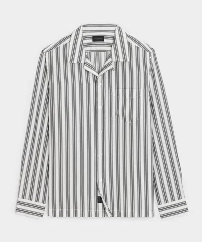 Todd Snyder Striped Rayon Hollywood Shirt In Charcoal In Gray