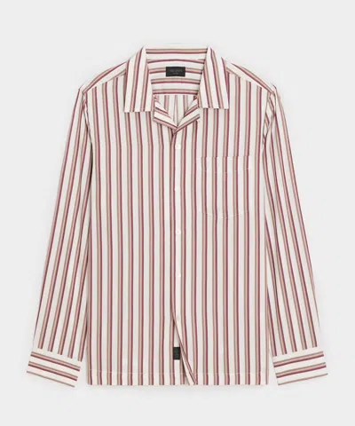 Todd Snyder Striped Rayon Hollywood Shirt In White In Multi