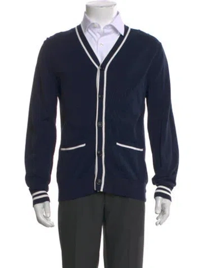 Pre-owned Todd Snyder Striped V-neck Cardigan In Blue