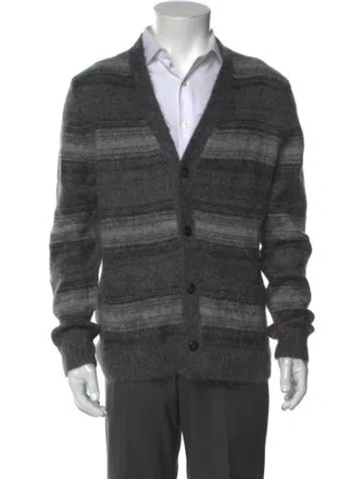 Pre-owned Todd Snyder Striped V-neck Cardigan In Gray