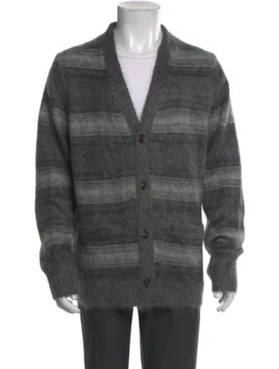 Pre-owned Todd Snyder Striped V-neck Cardigan In Gray