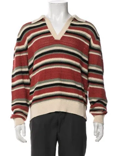 Pre-owned Todd Snyder Striped V-neck Sweatshirt W/ Tags In Multicolor