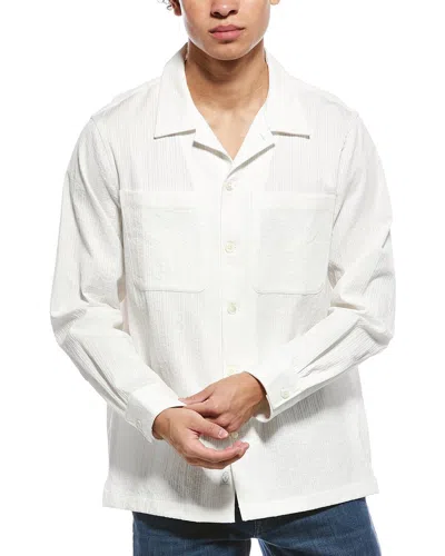 Todd Snyder Textured Stripe Long Sleeve Popover In Gray