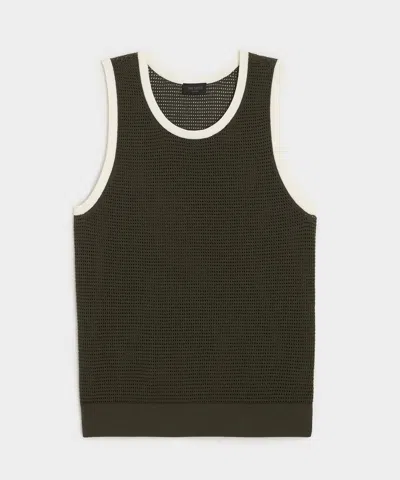 Todd Snyder Tipped Luxe Mesh Tank In Tipped Olive In Green