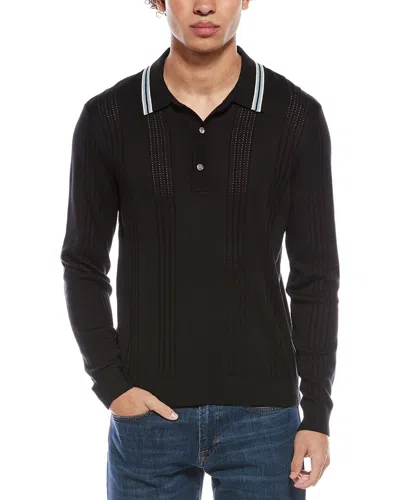 Todd Snyder Tipped Silk-blend Polo Sweater In Black