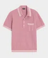 Todd Snyder Tipped Waffle Sweater Polo In Pink