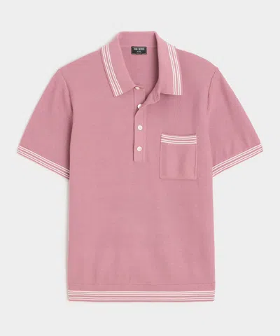 Todd Snyder Tipped Waffle Sweater Polo In Pink
