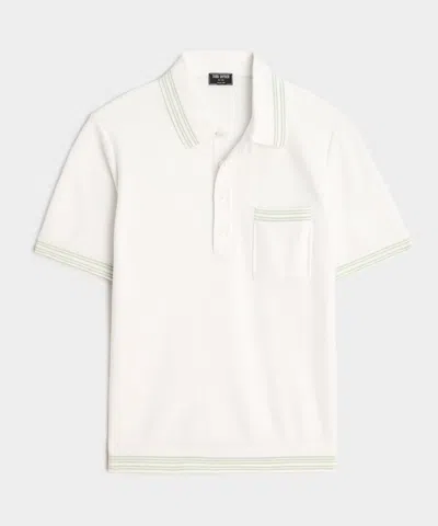 Todd Snyder Tipped Waffle Sweater Polo In White