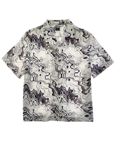 Todd Snyder Tonal Marble Print Camp Collar Shirt In Gray