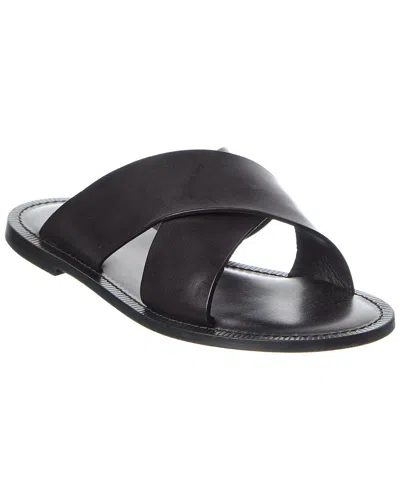 Todd Snyder Tuscan Leather Criss Cross Sandal In Black
