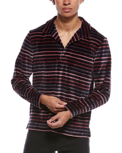 TODD SNYDER TODD SNYDER VELOUR STRIPE POLO SHIRT