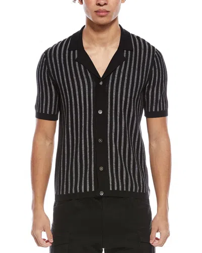 Todd Snyder Vertical Stripe Bungalow Polo Shirt In Black