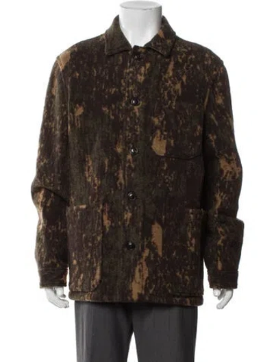 Pre-owned Todd Snyder Virgin Wool Animal Print Trucker Jacket In Brown