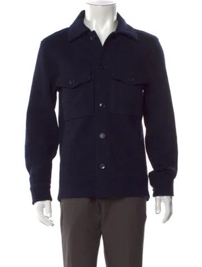 Pre-owned Todd Snyder Virgin Wool Collar Polo Sweater In Blue