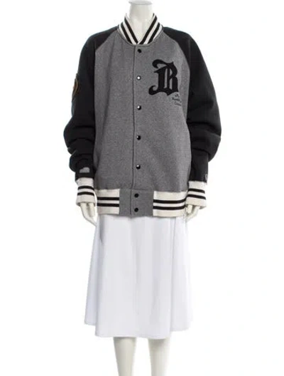 Pre-owned Todd Snyder Virgin Wool Colorblock Pattern Bomber Jacket In Gray