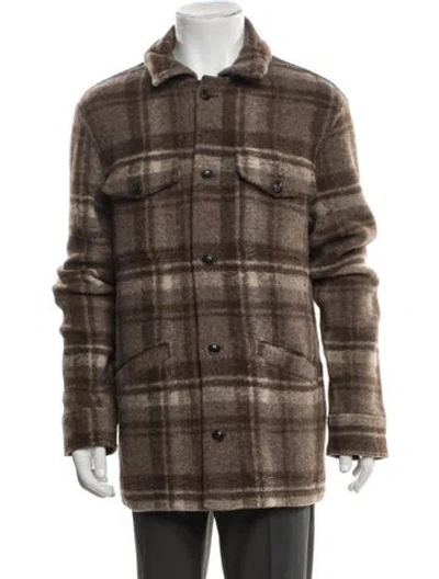 Pre-owned Todd Snyder Virgin Wool Plaid Print Jacket In Brown