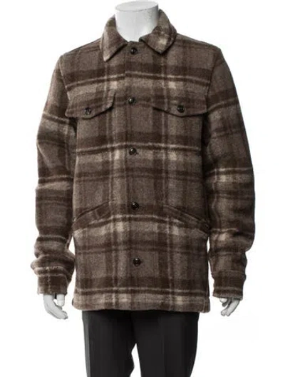 Pre-owned Todd Snyder Virgin Wool Plaid Print Jacket In Brown