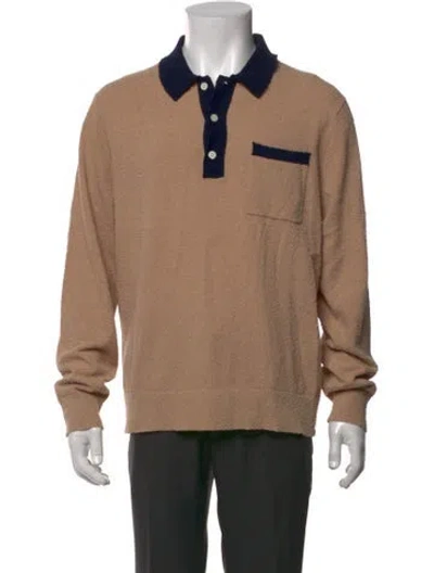 Pre-owned Todd Snyder V-neck Long Sleeve Polo Sweater W/ Tags In Neutrals