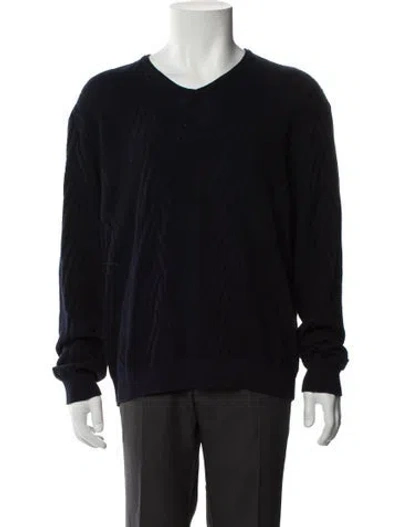 Pre-owned Todd Snyder V-neck Long Sleeve Pullover In Black