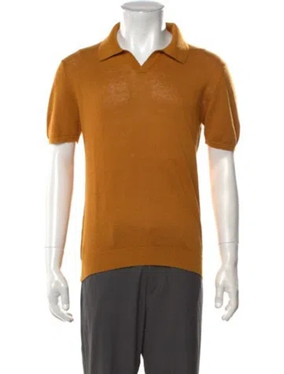 Pre-owned Todd Snyder V-neck Short Sleeve Polo Sweater In Yellow
