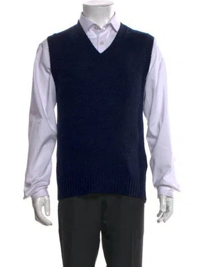 Pre-owned Todd Snyder V-neck Sleeveless Sweater Vest In Blue
