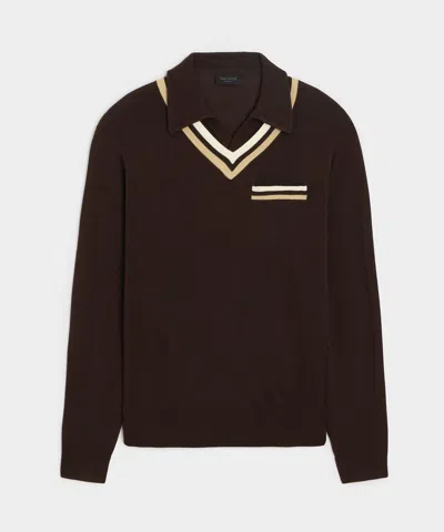 Todd Snyder Warren Sweater Polo In Espresso Bean In Brown