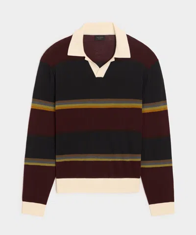 Todd Snyder Woodford Sweater Polo In Winestain In Multi