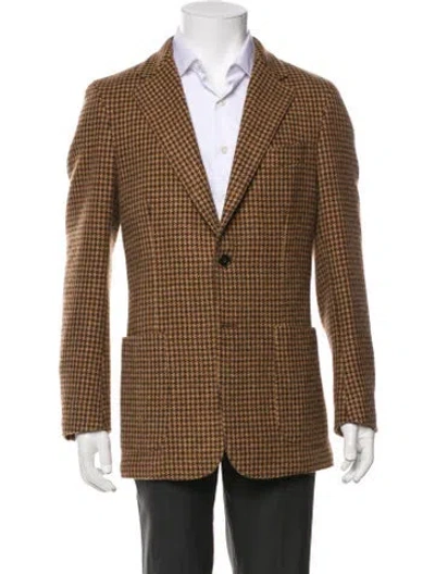 Pre-owned Todd Snyder Wool Houndstooth Print Blazer In Brown