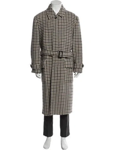 Pre-owned Todd Snyder Wool Houndstooth Print Overcoat In Neutral