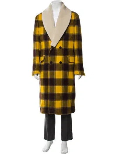 Pre-owned Todd Snyder Wool Plaid Print Overcoat W/ Tags In Yellow