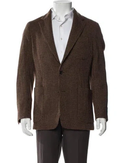 Pre-owned Todd Snyder Wool Printed Moto Jacket W/ Tags In Brown
