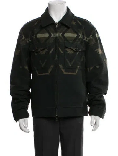 Pre-owned Todd Snyder Wool Printed Trucker Jacket In Green