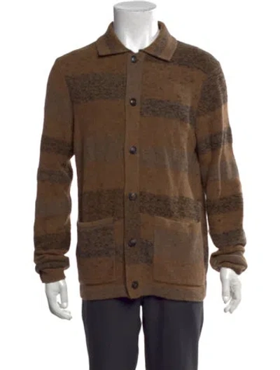 Pre-owned Todd Snyder Wool Striped Cardigan In Brown