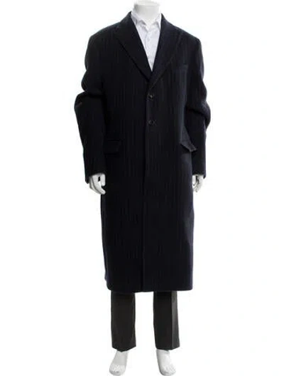 Pre-owned Todd Snyder Wool Striped Coat In Blue