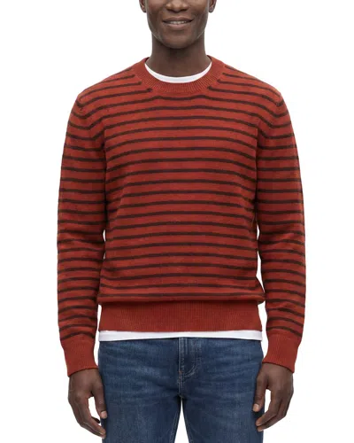 Todd Snyder Wool Striped Crewneck Sweater In Burgundy