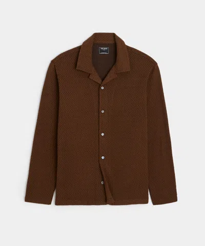 Todd Snyder Zigzag Knit Shirt In Brown